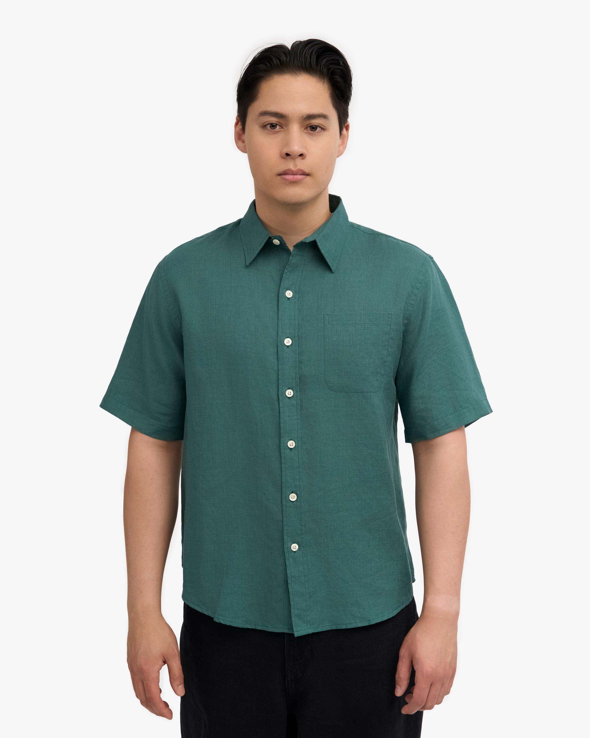 Linen SS Shirt - Ocean Green Product Image