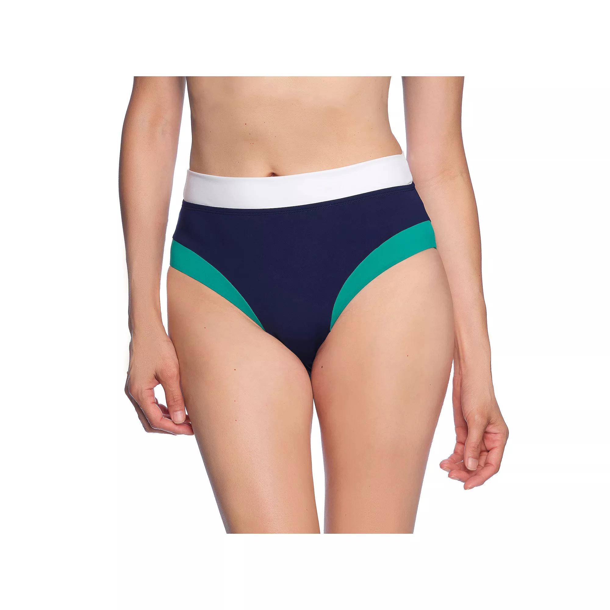 LOFT Colorblock Mid-Rise Bikini Bottoms, Women's, Size: Small, Deep  Blue Team Product Image