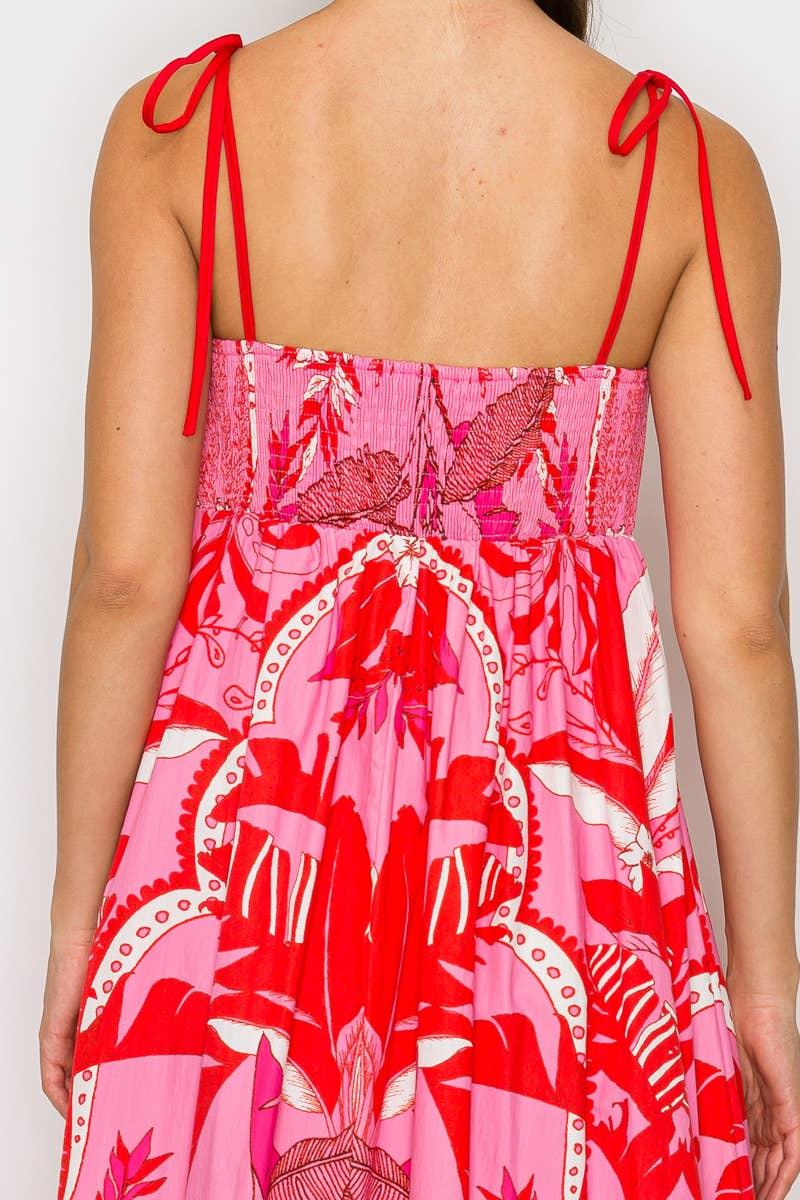 Red & Pink Wild Jungle Print Maxi Dress Product Image