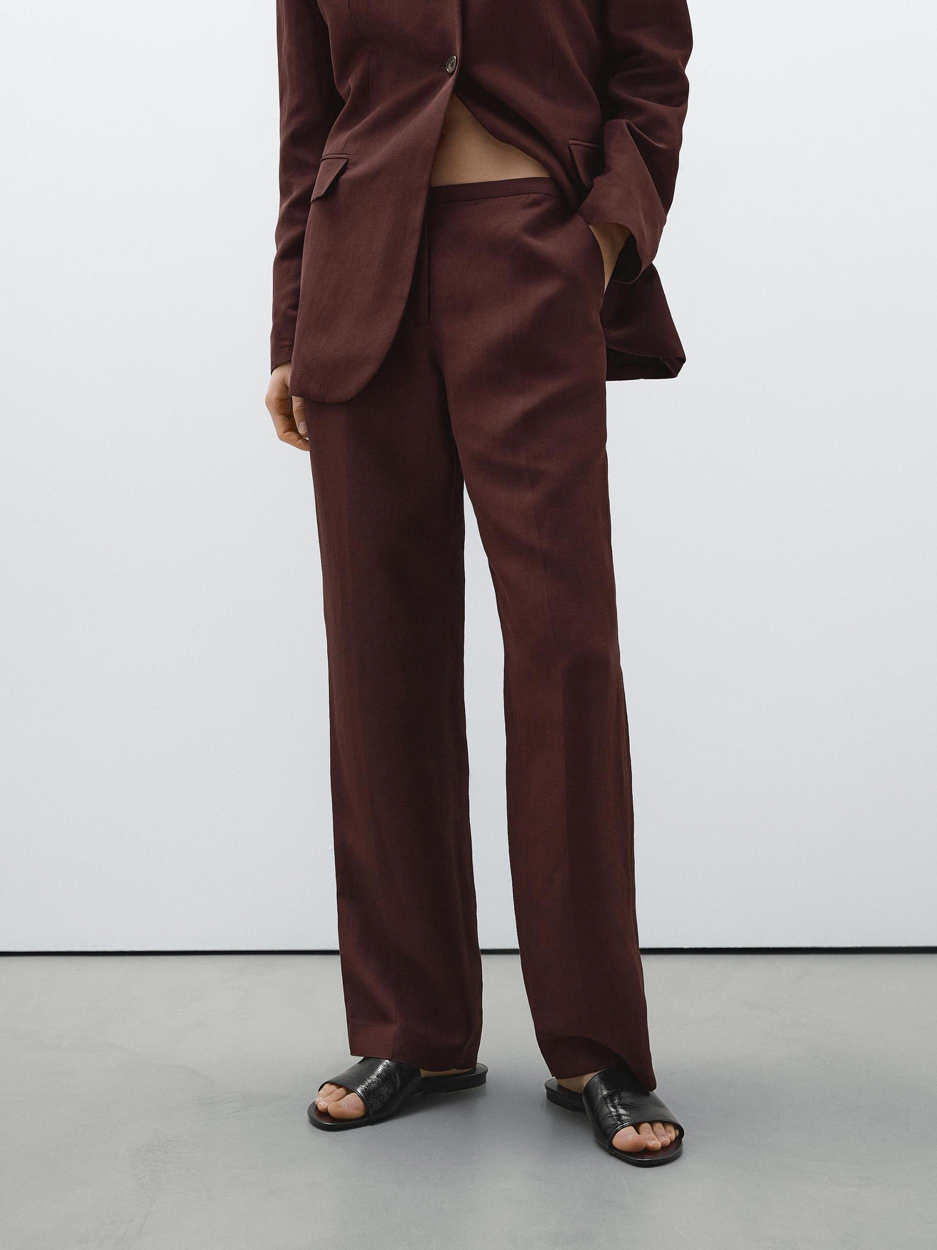 Straight-leg linen blend trousers Product Image