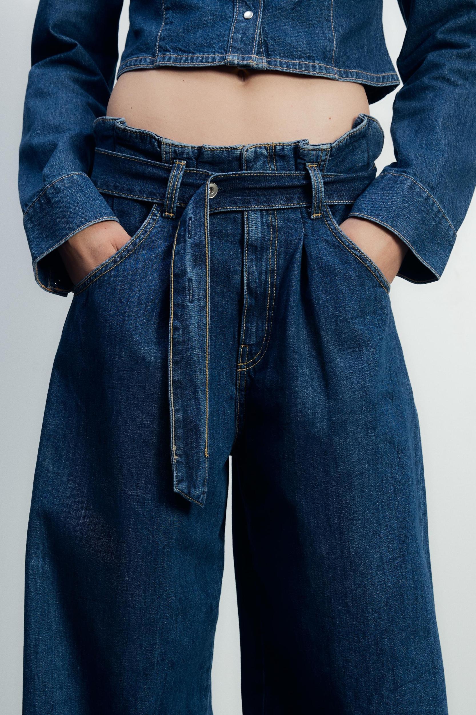 TRF HIGH-WAISTED PAPERBAG BELT JEANS Product Image