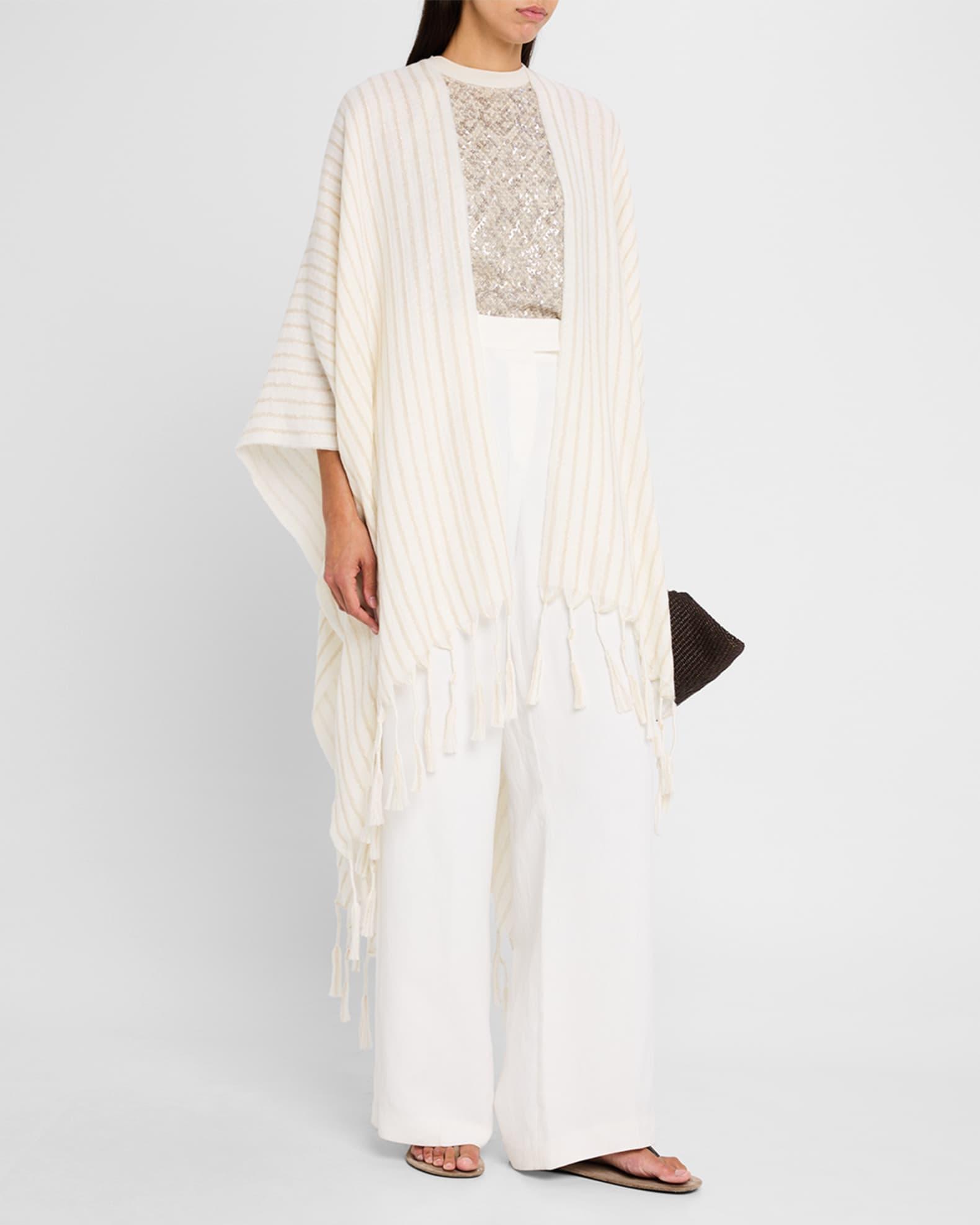 Tassel Metallic Wool Poncho Product Image