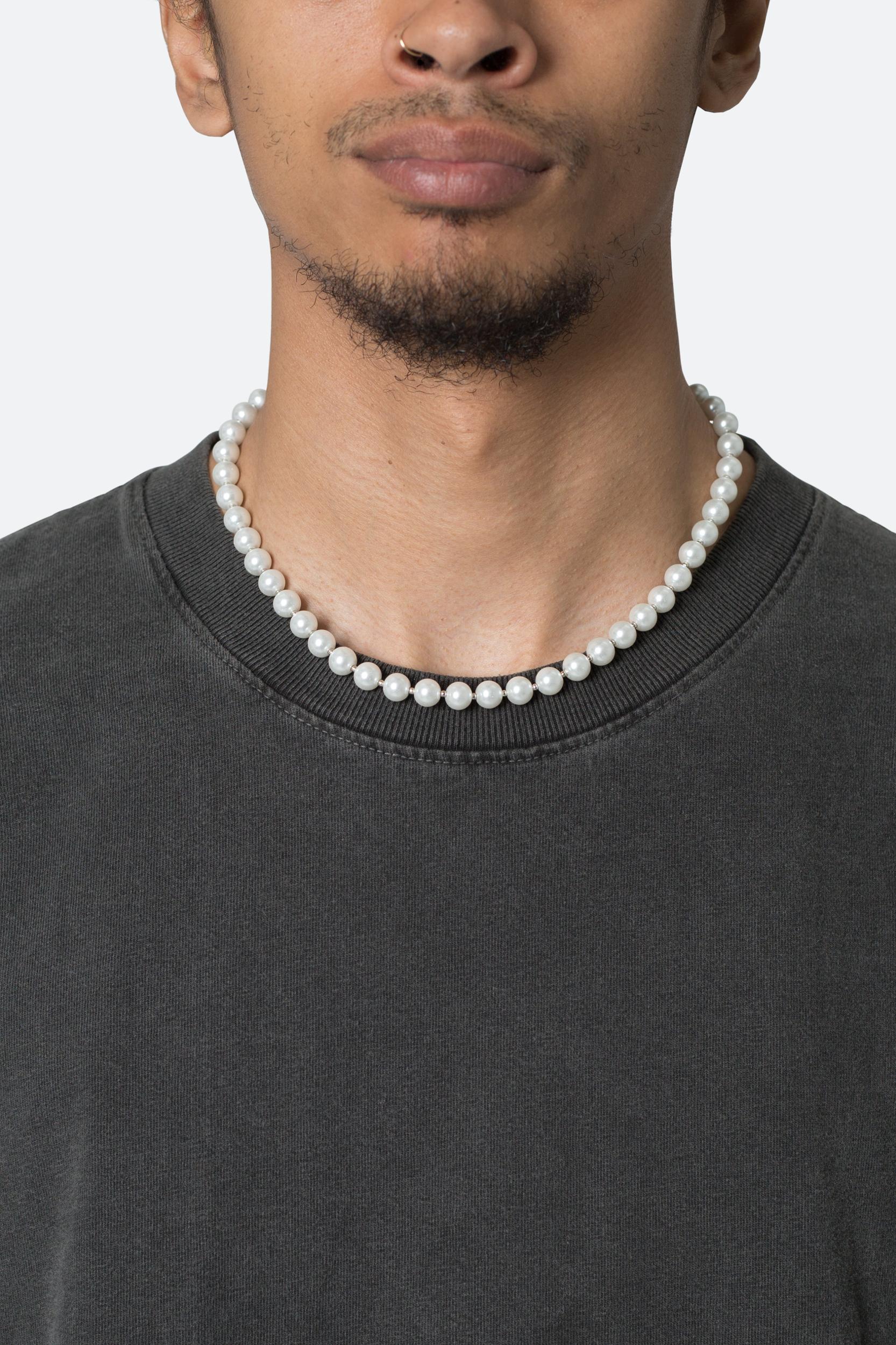 Pearl and Metal Bead Necklace - Off White Product Image