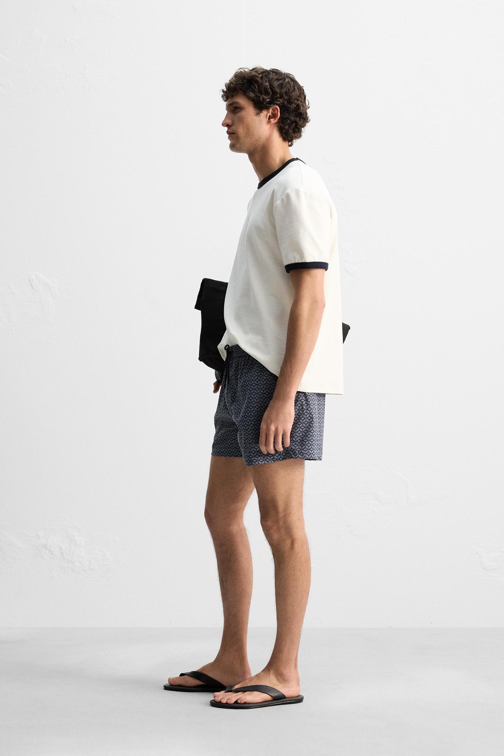 GEOMETRIC PRINT SHORT SWIMMING TRUNKS Product Image