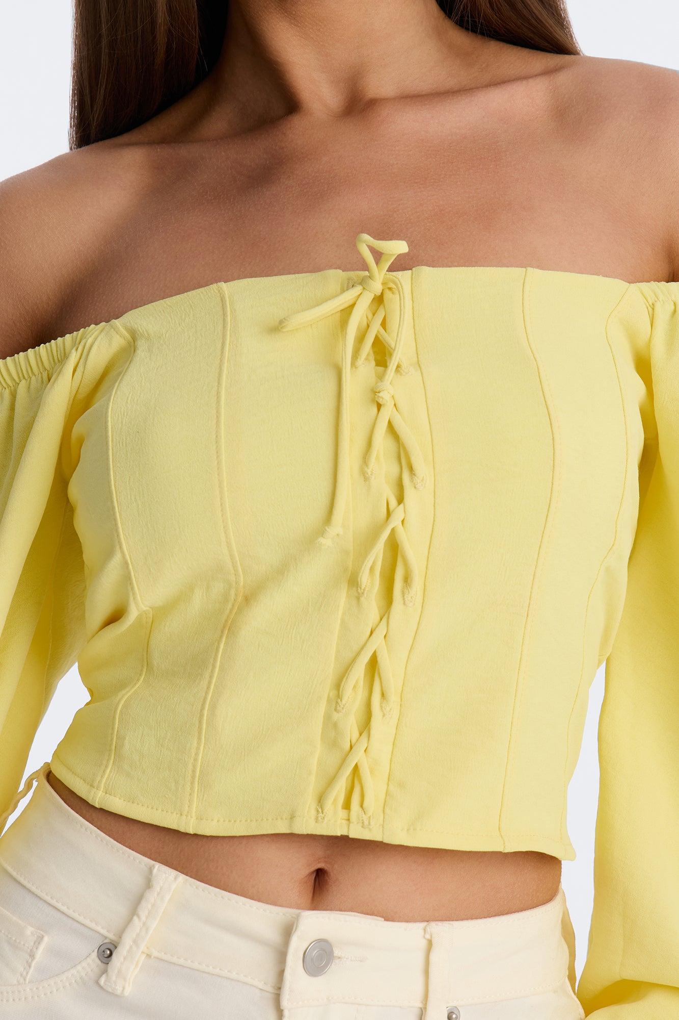 Out To Play Lace Up Airflow Top - Butter Yellow Female Product Image