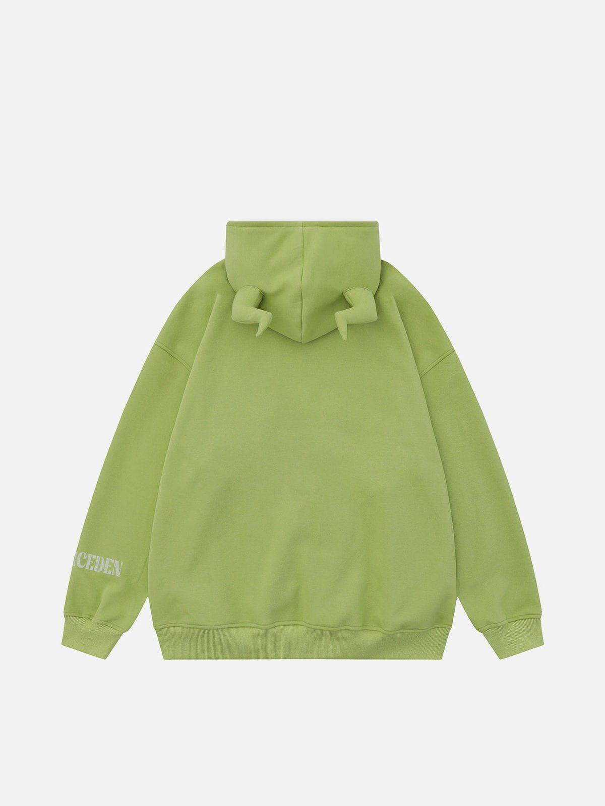 Aelfric Eden Horn Design Flocking Spider Zip Up Hoodie Product Image