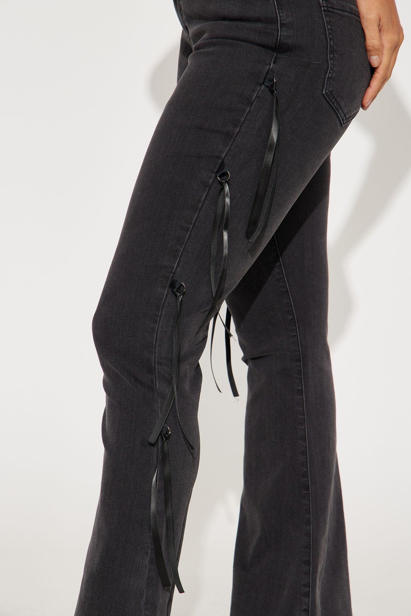 Let Love In Stretch Flare Jeans - Black Wash Product Image