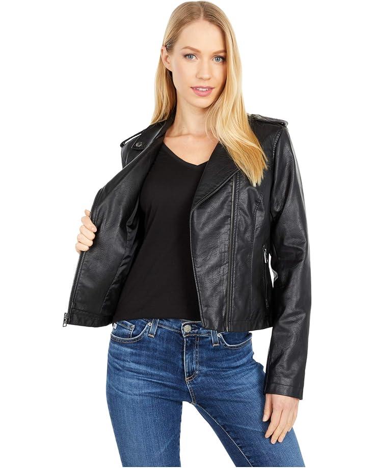 Faux Leather Moto Jacket Product Image