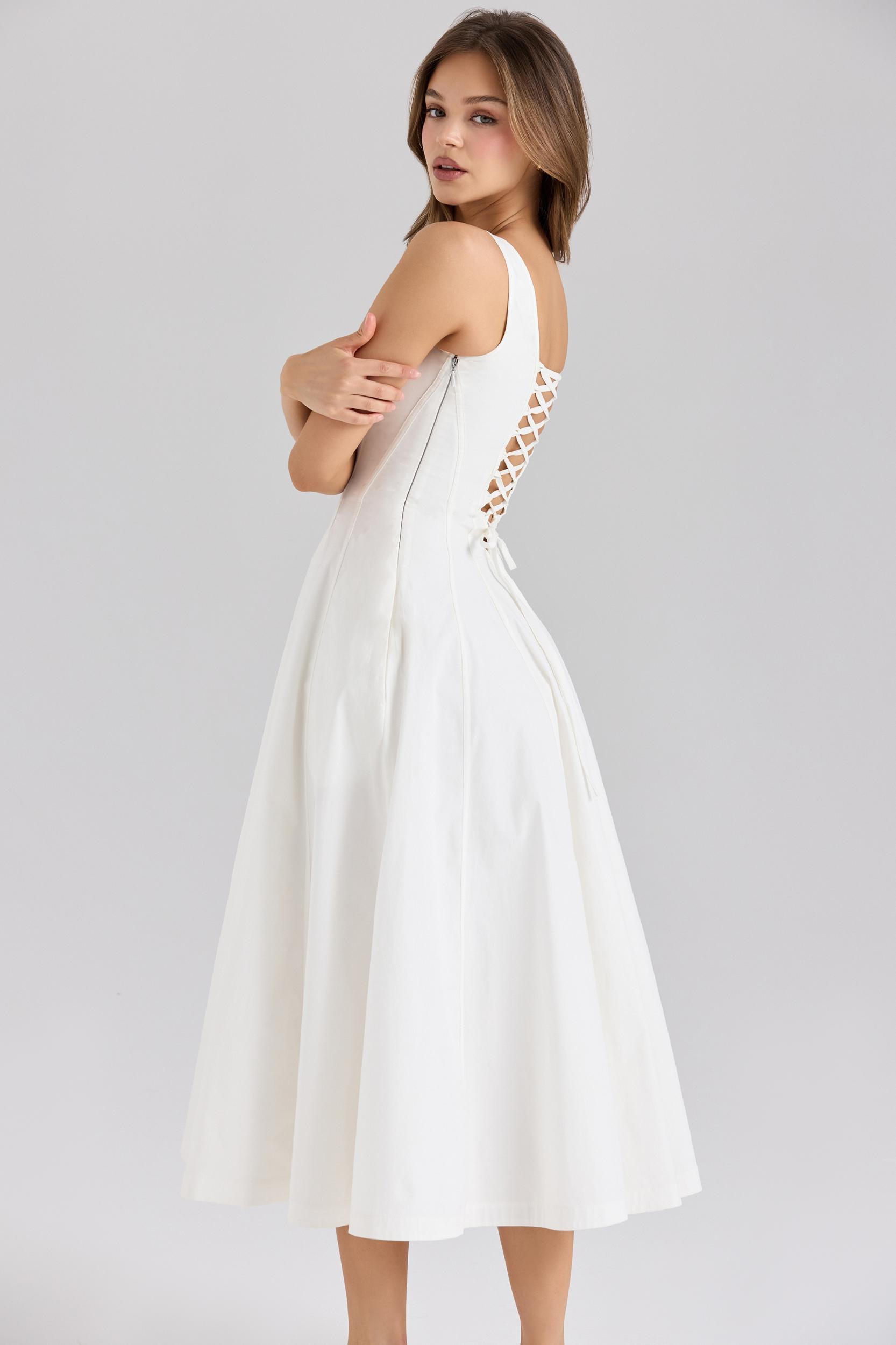 Mariabella  white stretch cotton midi sundress Product Image