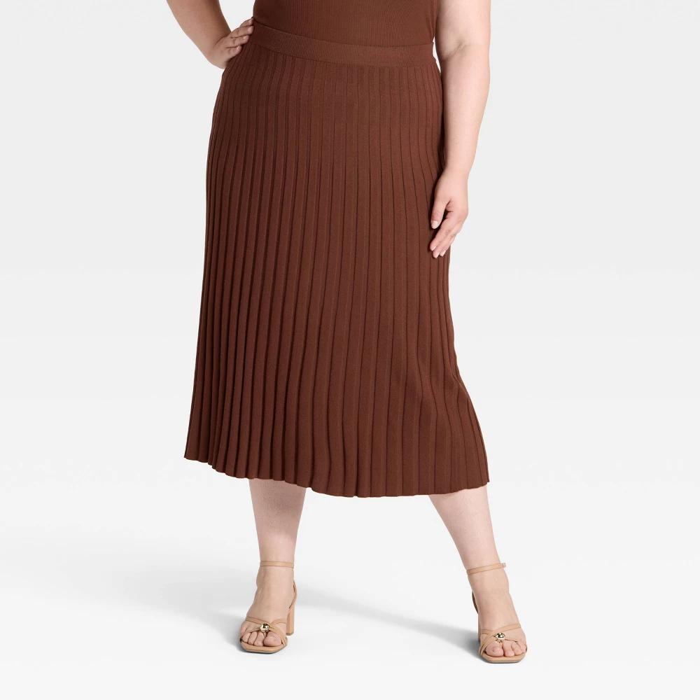 Women's Ribbed Mini Sweater Skirt - A New Day™ Maroon 4X Product Image