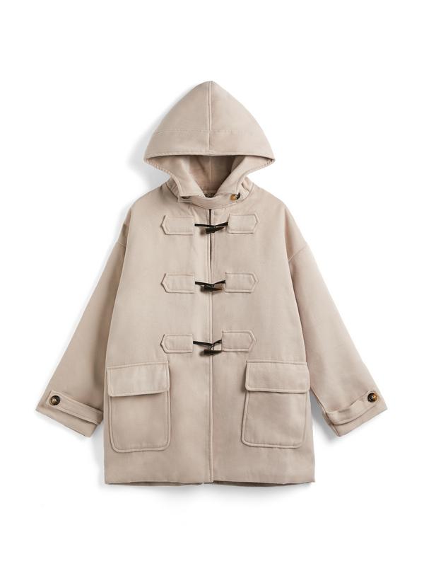 Padded Wool Blend Hooded Long Coat Product Image