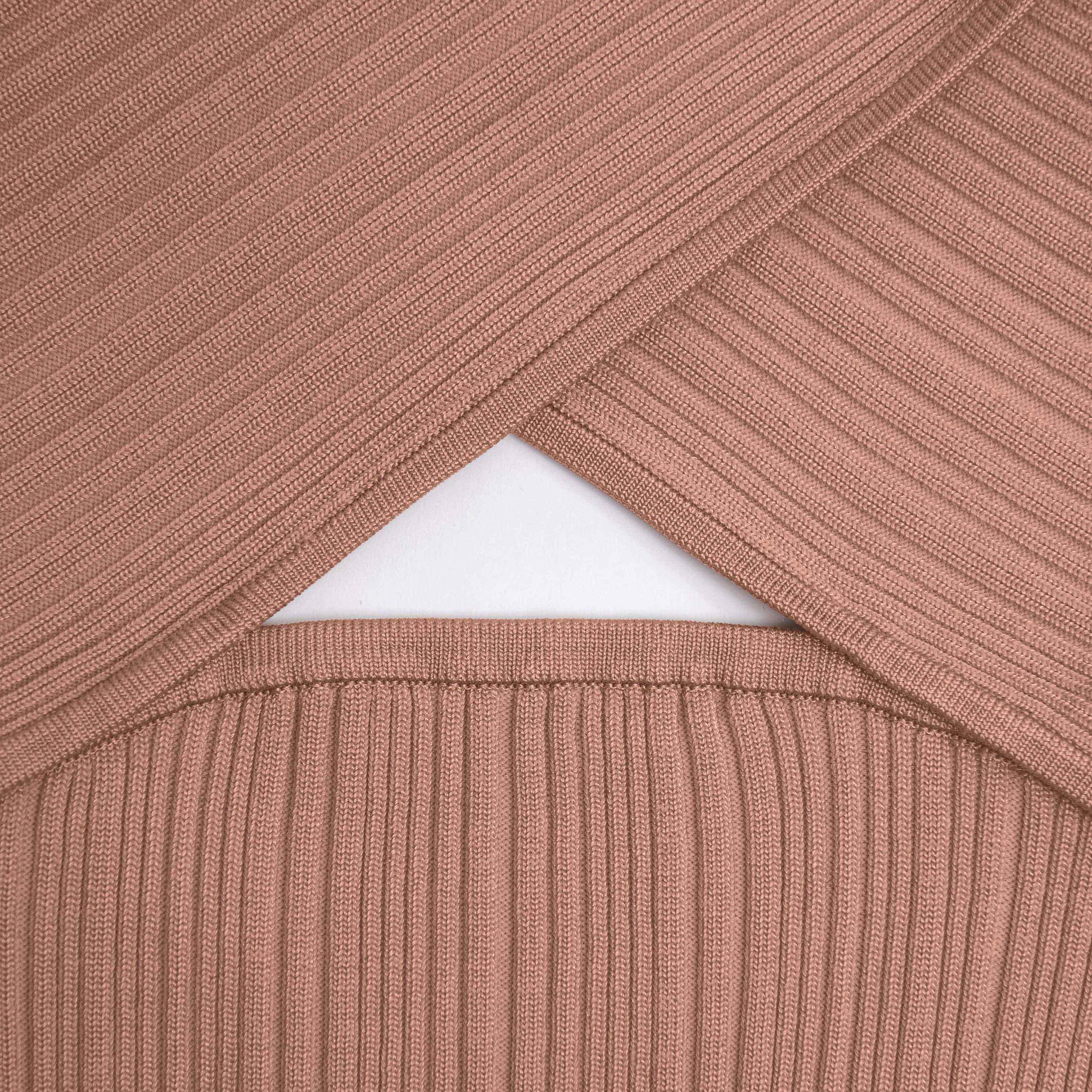 Beige Ribbed Knit Wrap Top Product Image