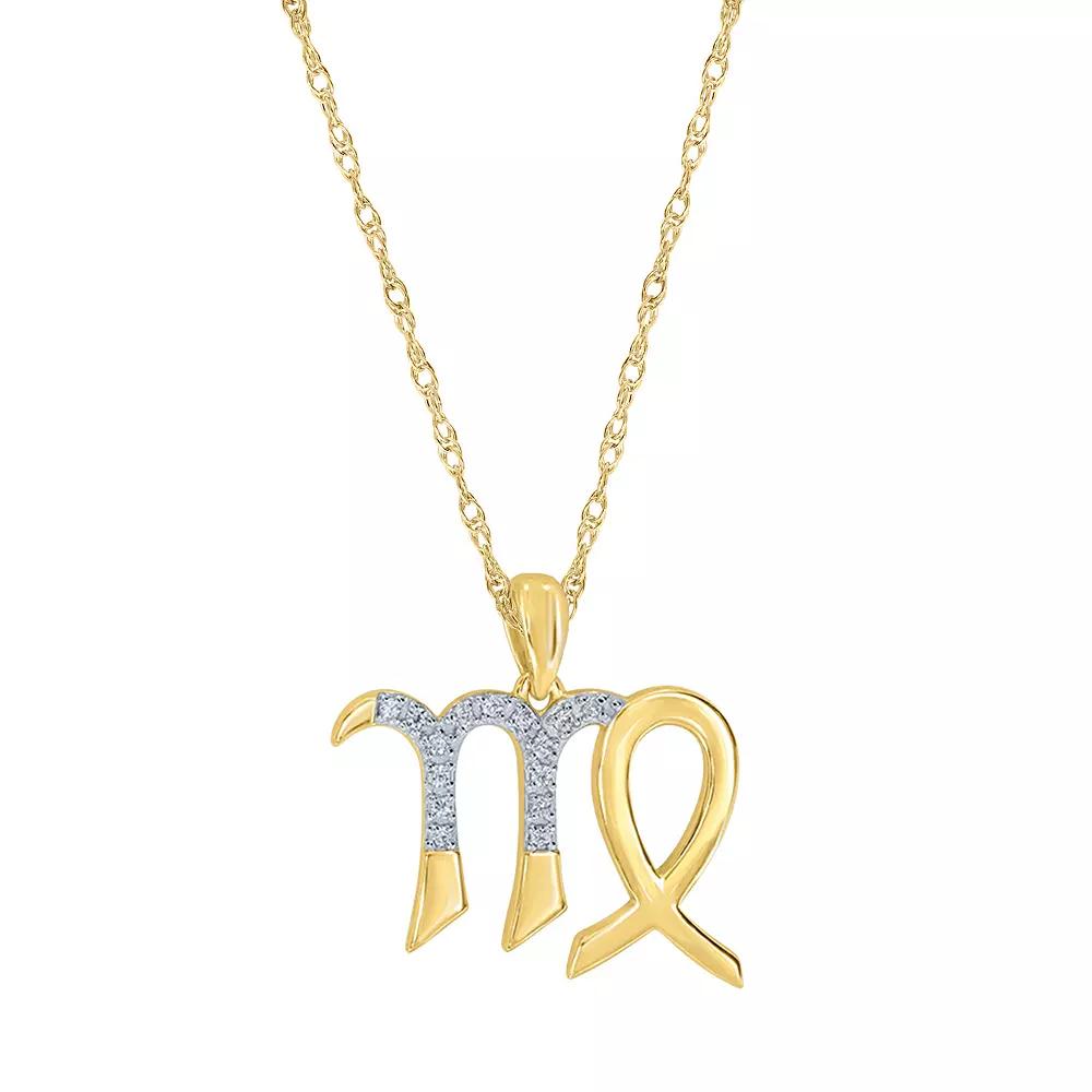 Sterling Silver 1/10 Carat T.W. Diamond Pave Virgo Zodiac Pendant Necklace, Women's, Two Tone Product Image