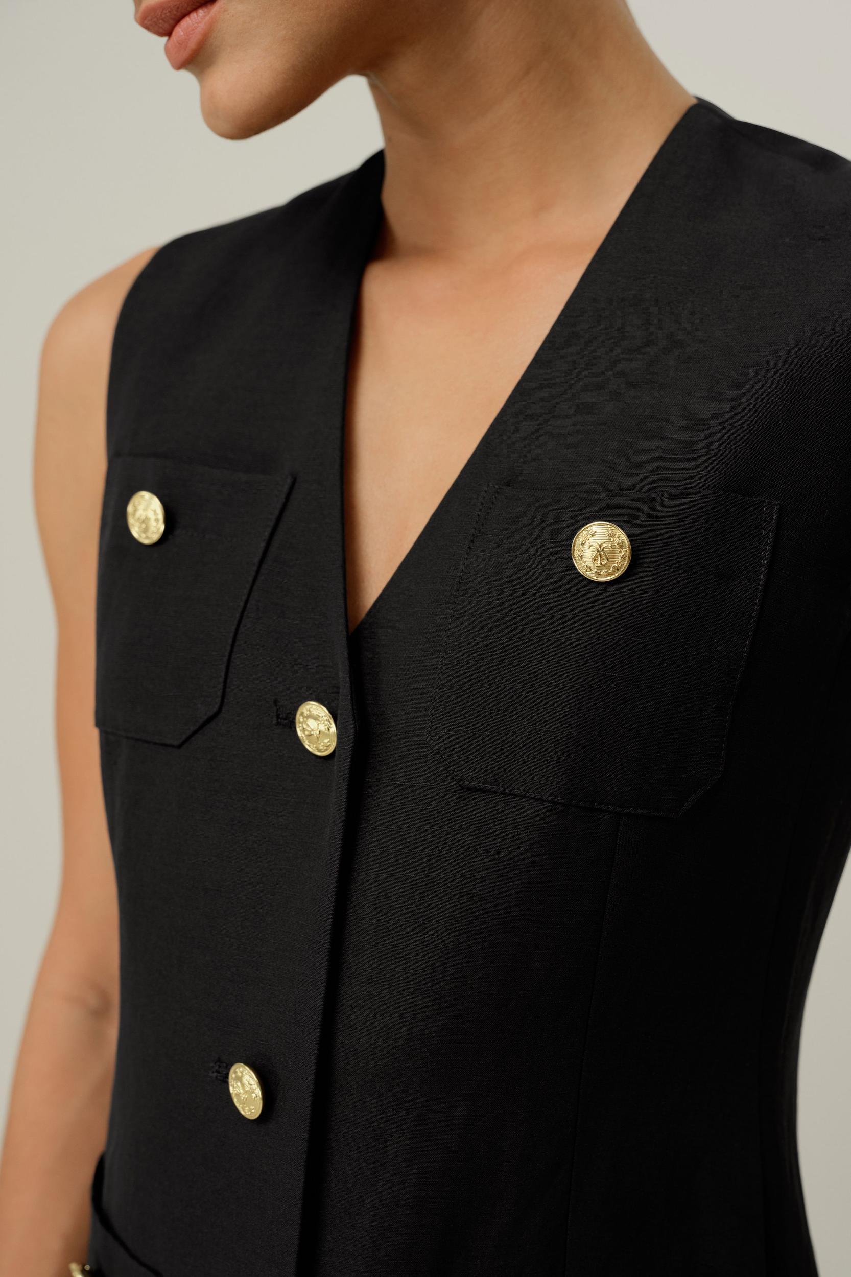 Silk-Linen Metal Button Dress Product Image