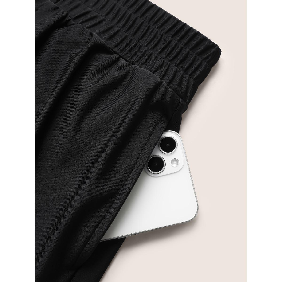 Plus Size High Rise Tie Knot Wideband Waist Swim Bottom Women's Swimwear Black Beach Tie knot High stretch Bodycon High Rise Side seam pocket Curve Swim Bottoms BloomChic 22-24/3X Product Image