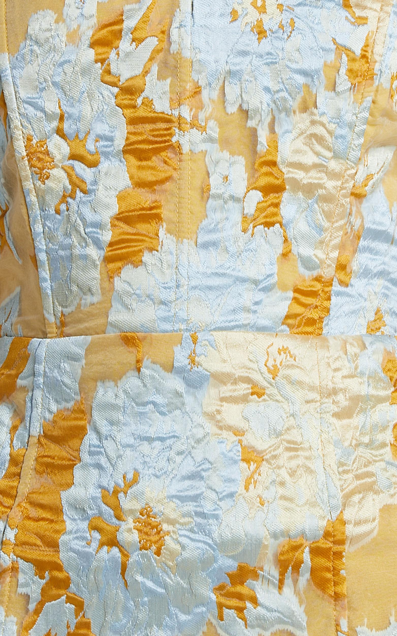 Brailey Mini Dress - Strapless Dress in Blue Jacquard Product Image