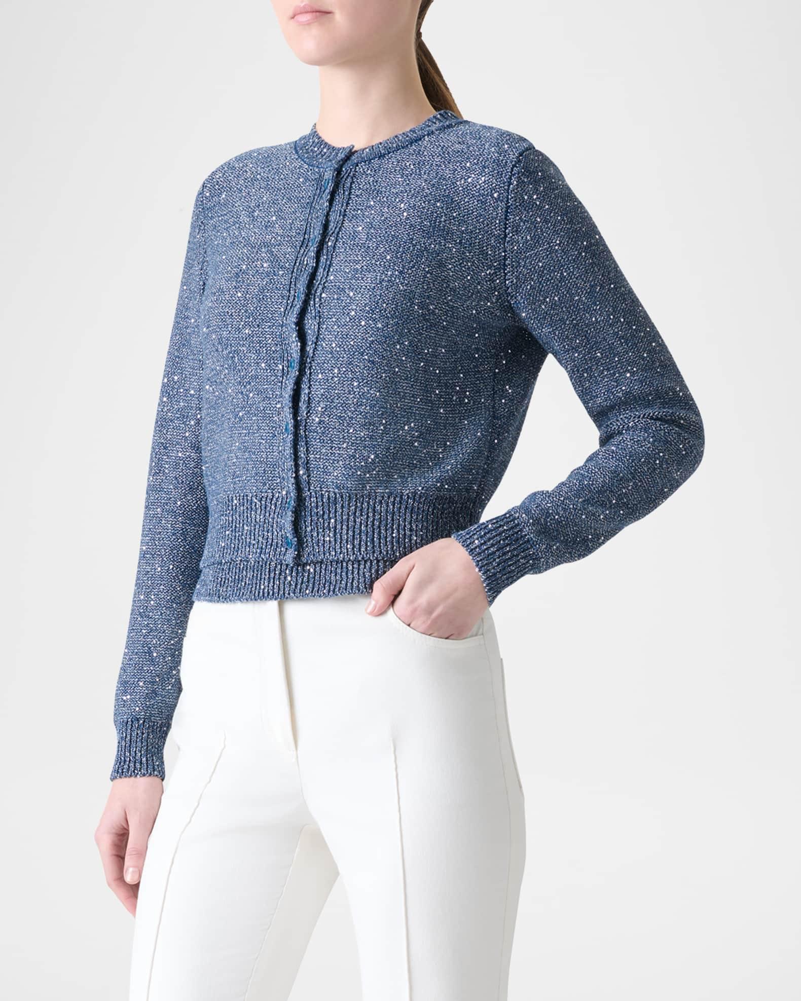 Knit Sequin Button-Front Cardigan Product Image