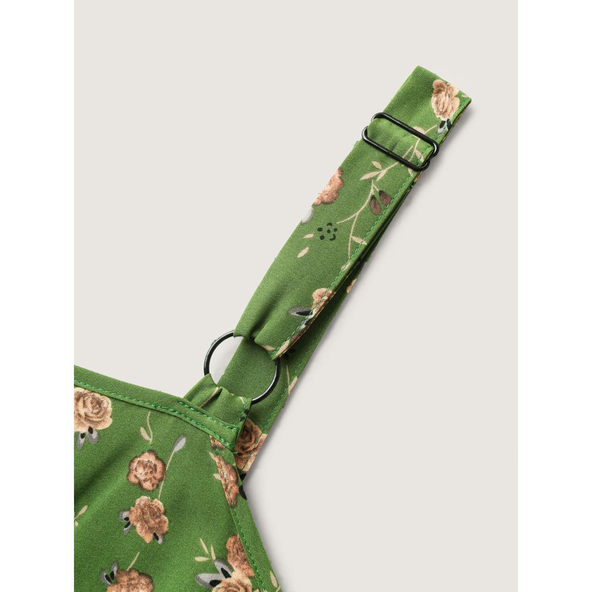 Plus Size Breezy Floral Pleated Pockets Midi Dress Emerald Women Non Sleeveless Curvy BloomChic 22-24/3X Product Image