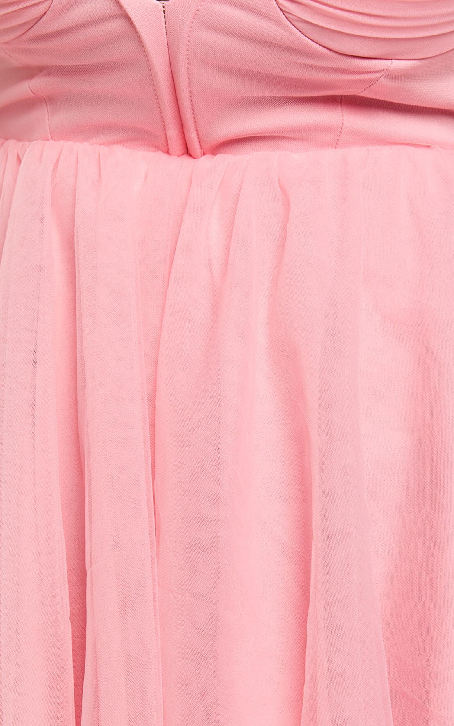 Gwen Mini Dress - Sweetheart Neck Cross Tie Back  Shift Dress in Pink Product Image