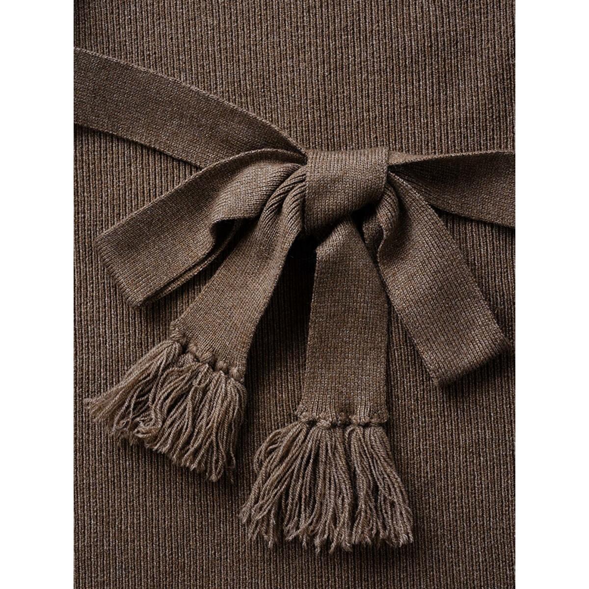 Plus Size Supersoft Essentials Tasseled Neckline Long Cardigan Browncoffeecolor Women Casual Loose Long Sleeve Everyday Cardigans BloomChic 14-16/1X Product Image