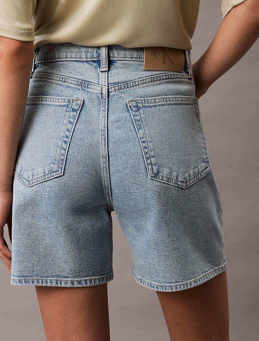 High Rise A-Line Denim Shorts Product Image