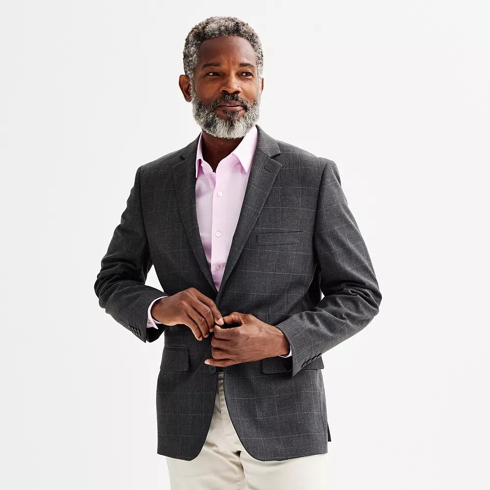 Men's Apt. 9® Premier Flex Slim-Fit Essential Sport Coat, Size: 38 - Regular, Gray Windowpane Product Image