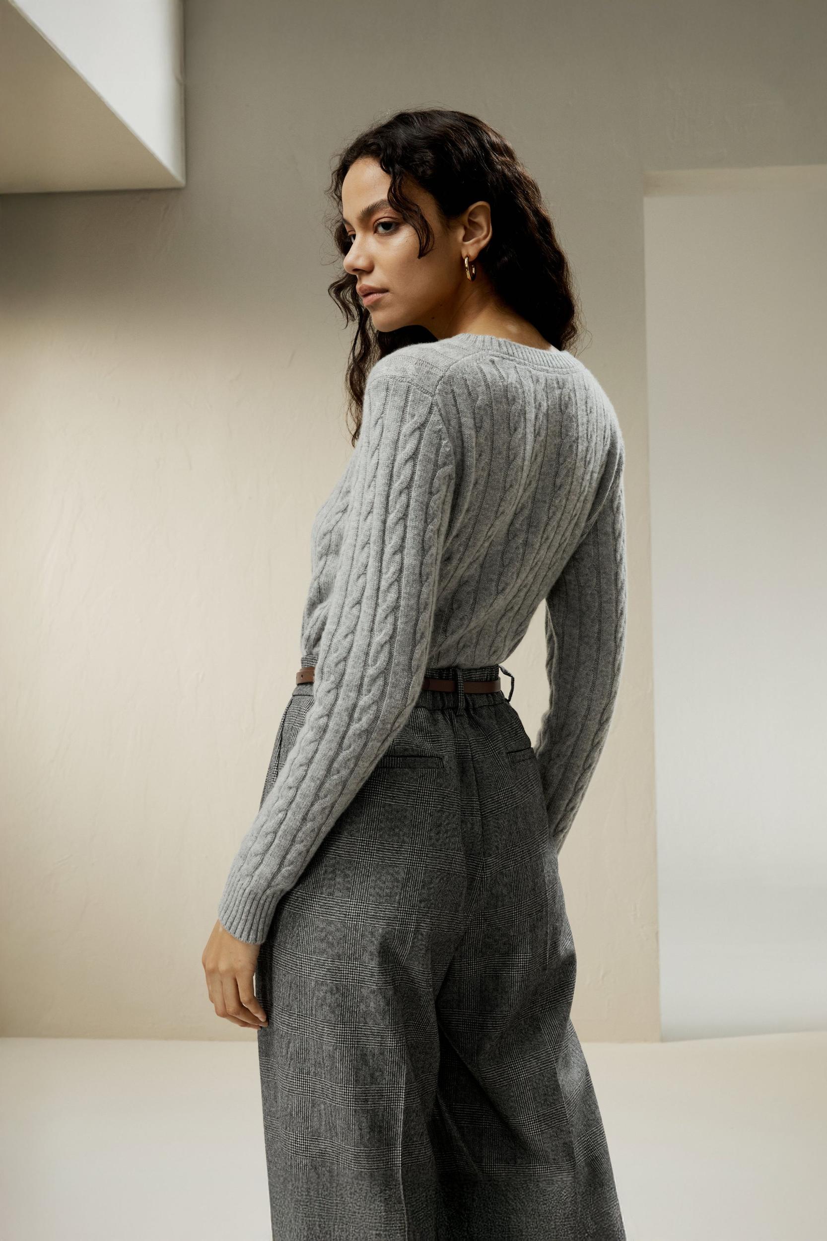 LILYSILK Woolen Pullover - for Women - Camel Cashmere-Wool Blend - Comfortable Ribbed Edges Sweater L Product Image