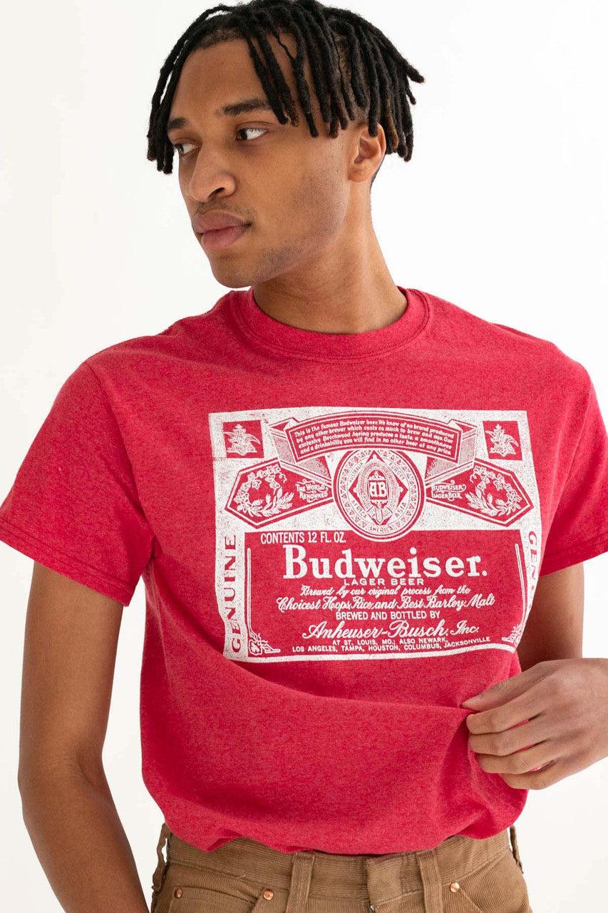 Red Budweiser Label T-Shirt Product Image