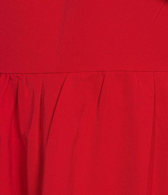 Abbey Glass Caroline Organza Asymmetrical Neck Sleeveless Bow One Shoulder Bow Pocketed A-Line Gown Product Image