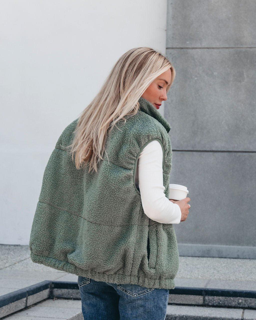 Mountainside Zip Up Fleece Vest - Sage Product Image