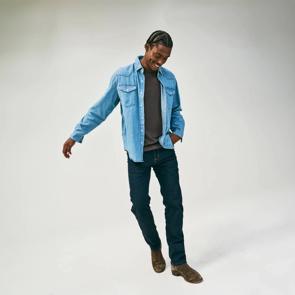 Wrangler Men's Straight Jeans - Dark Wash 42x30: Midweight Denim, Stretch, Mid Rise Product Image