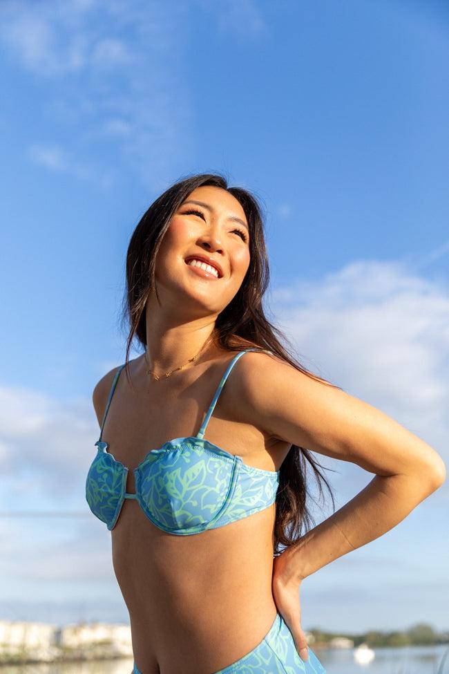 Everyday Fanta-Sea Blue Floral Print Bikini Top FINAL SALE Product Image