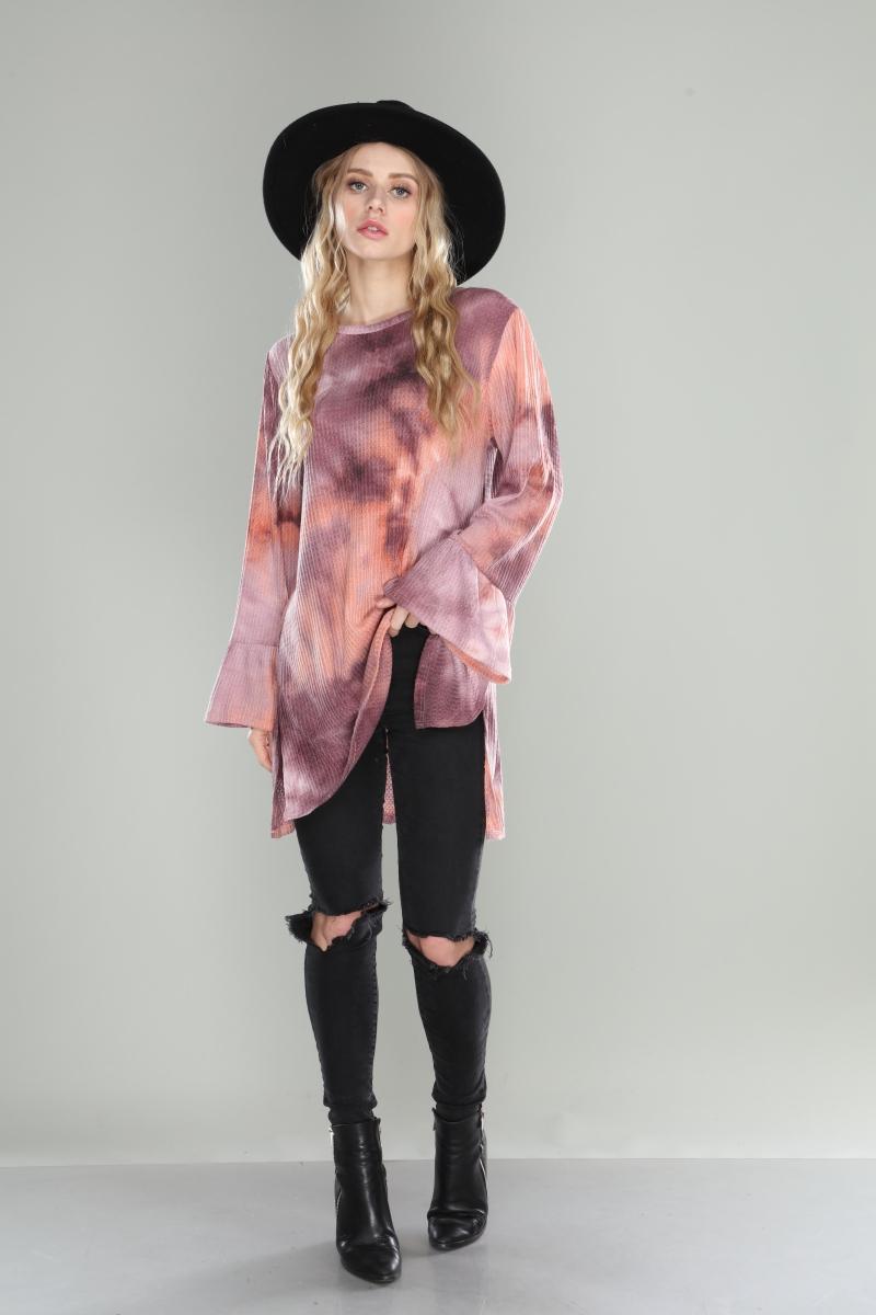 Grape peach tie dye textuRed top Product Image