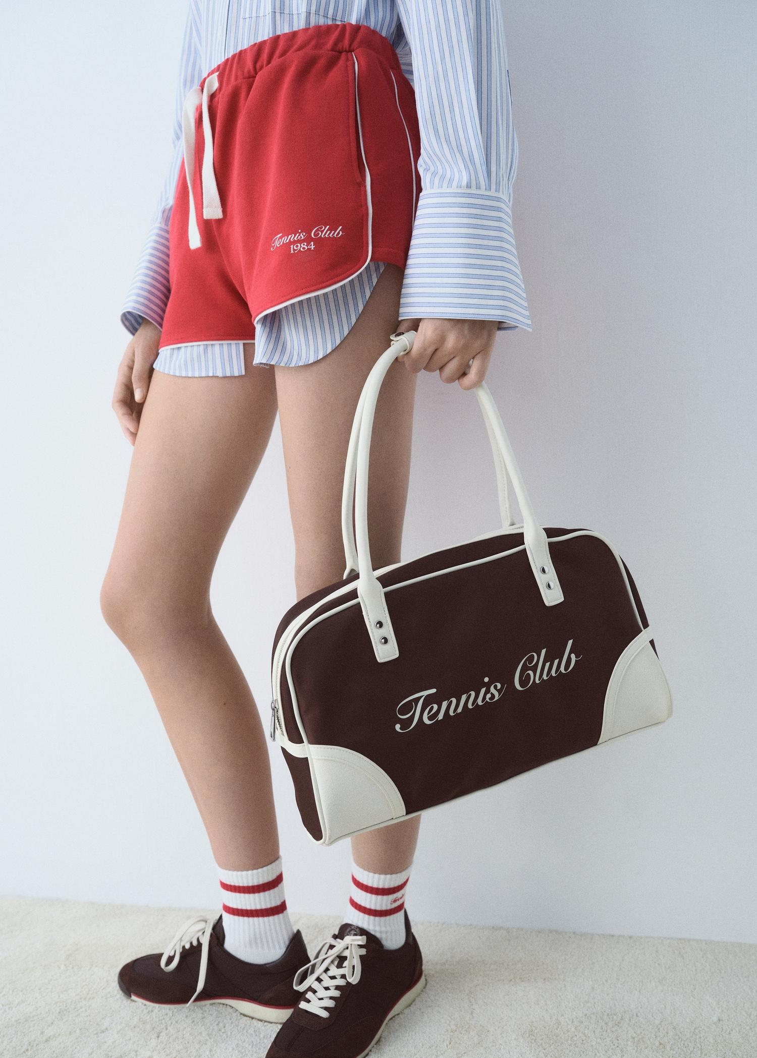 Cotton shorts with printed message - Women | MANGO USA Product Image