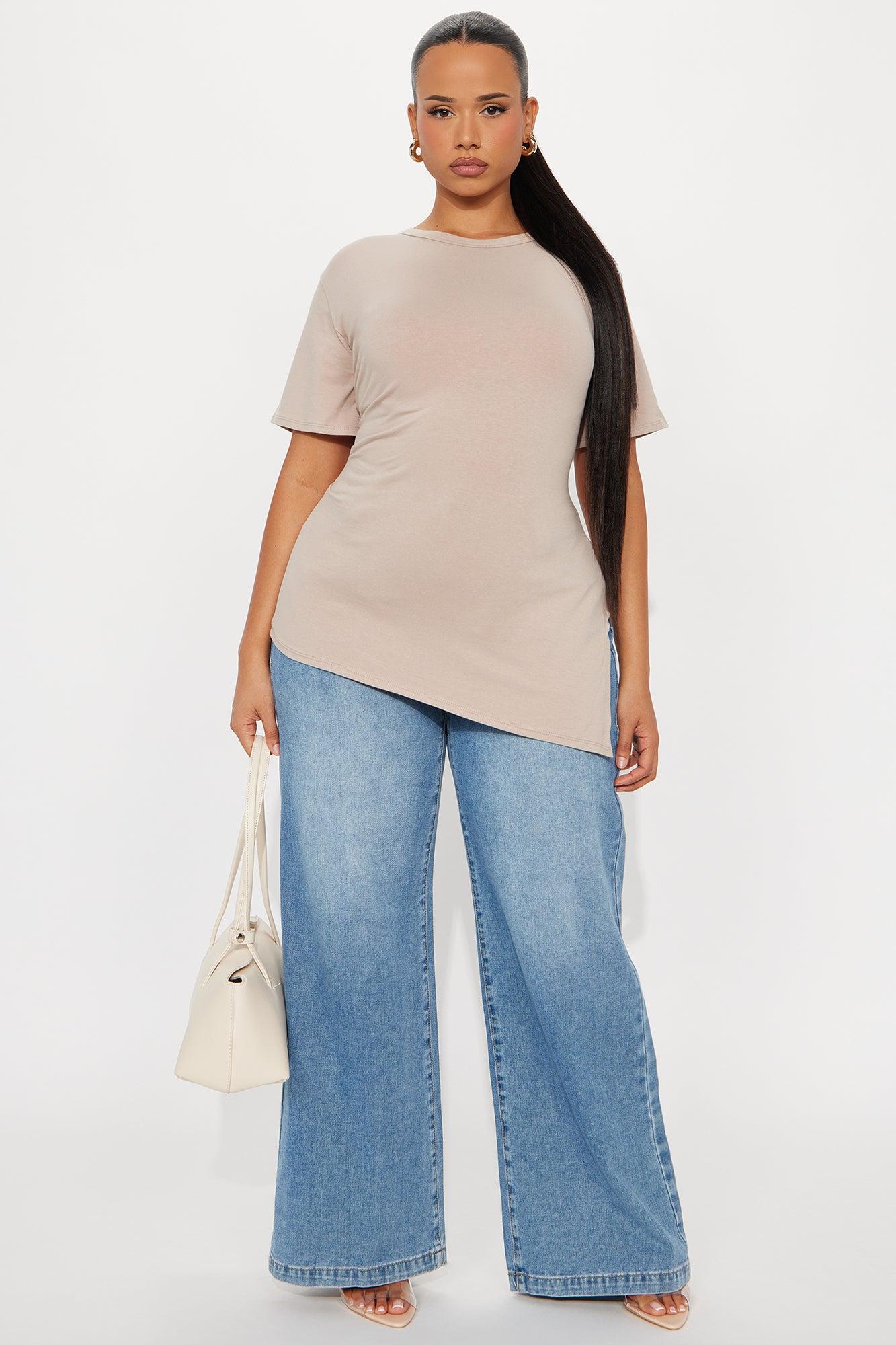 Roseline Short Sleeve Ruched Tshirt - Stone Female Product Image