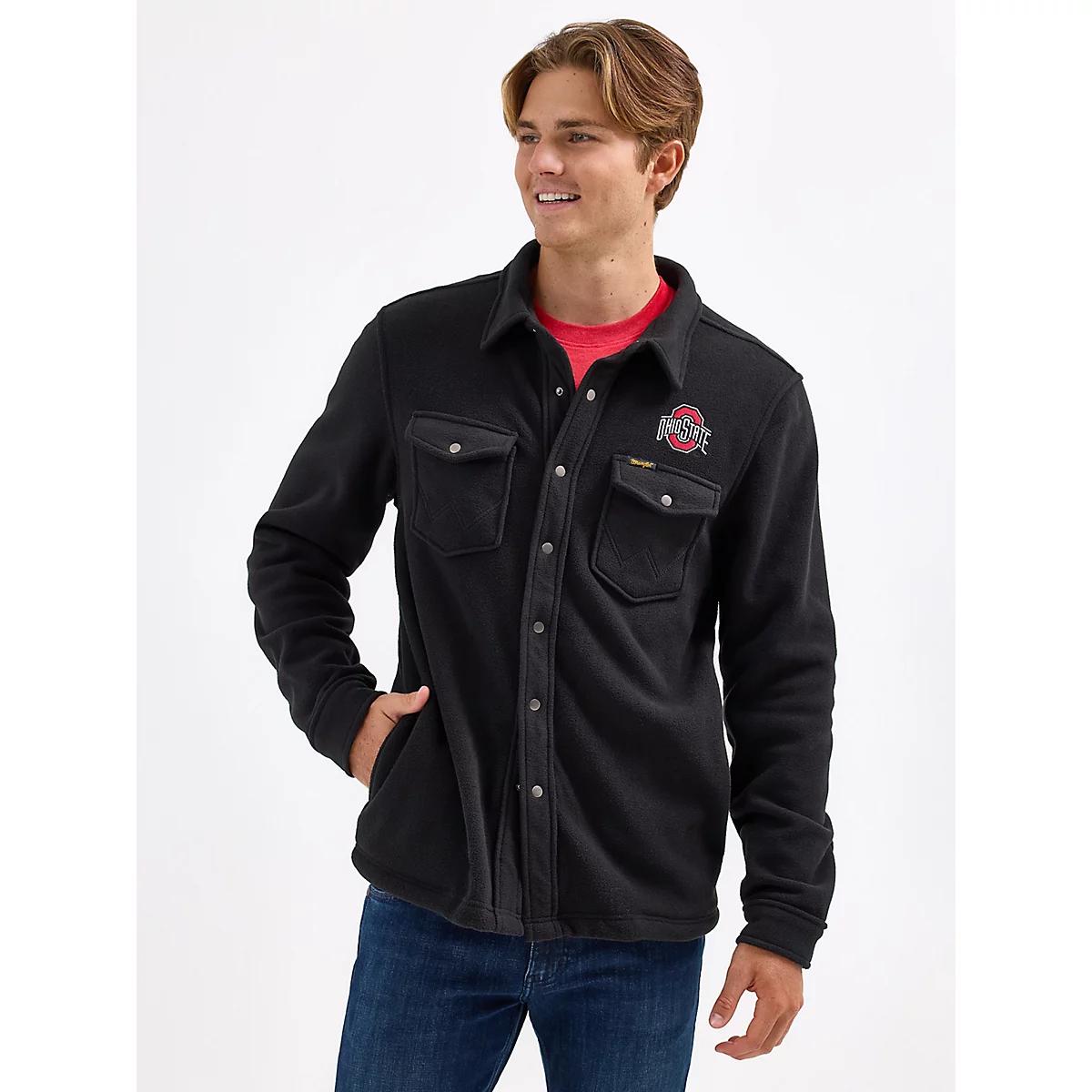 Men's Wrangler Collegiate Fleece Western Snap Jacket | Men's JACKETS & OUTERWEAR | Wrangler® Product Image
