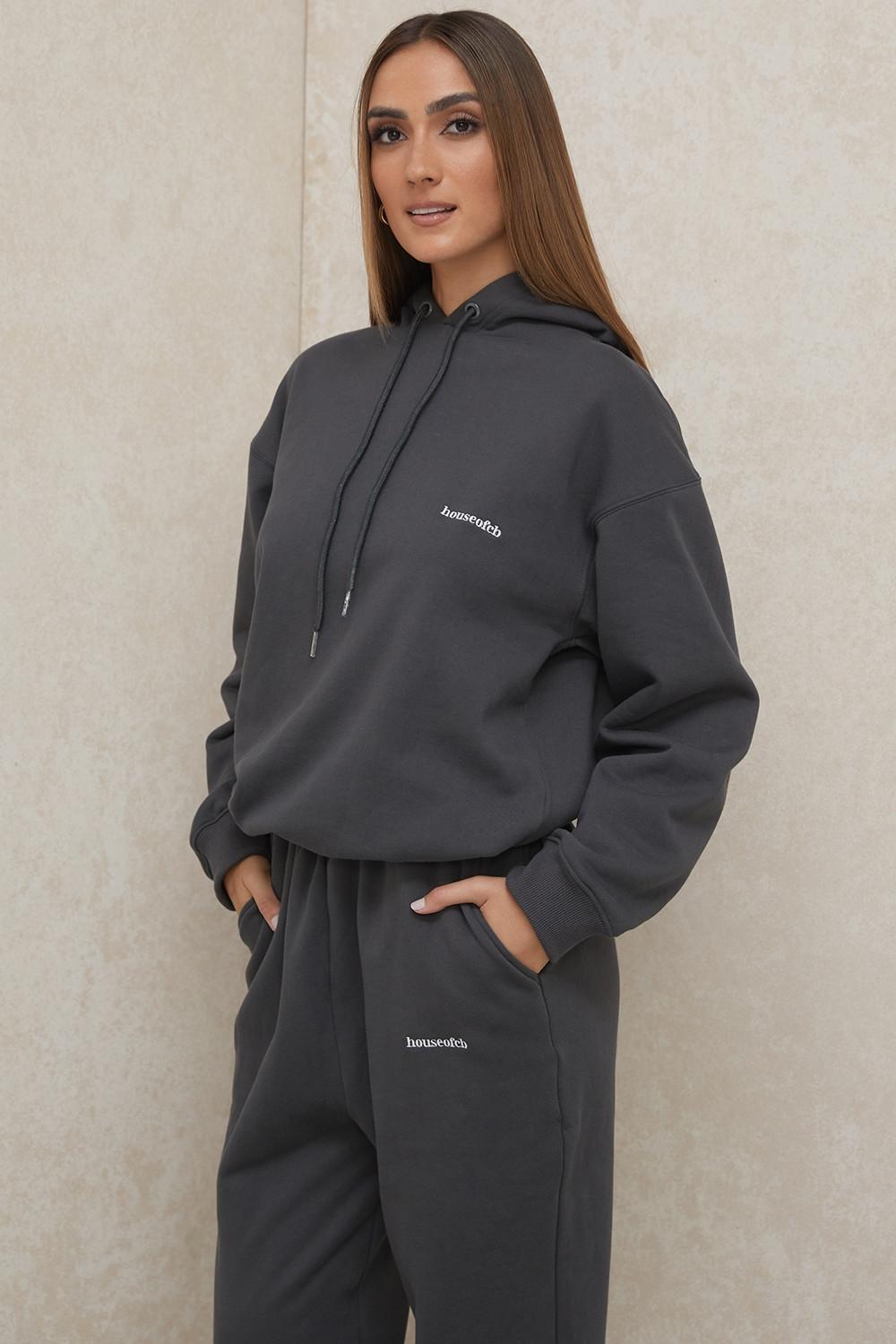 Halo  charcoal cotton fleece-back oversized hoodie Product Image