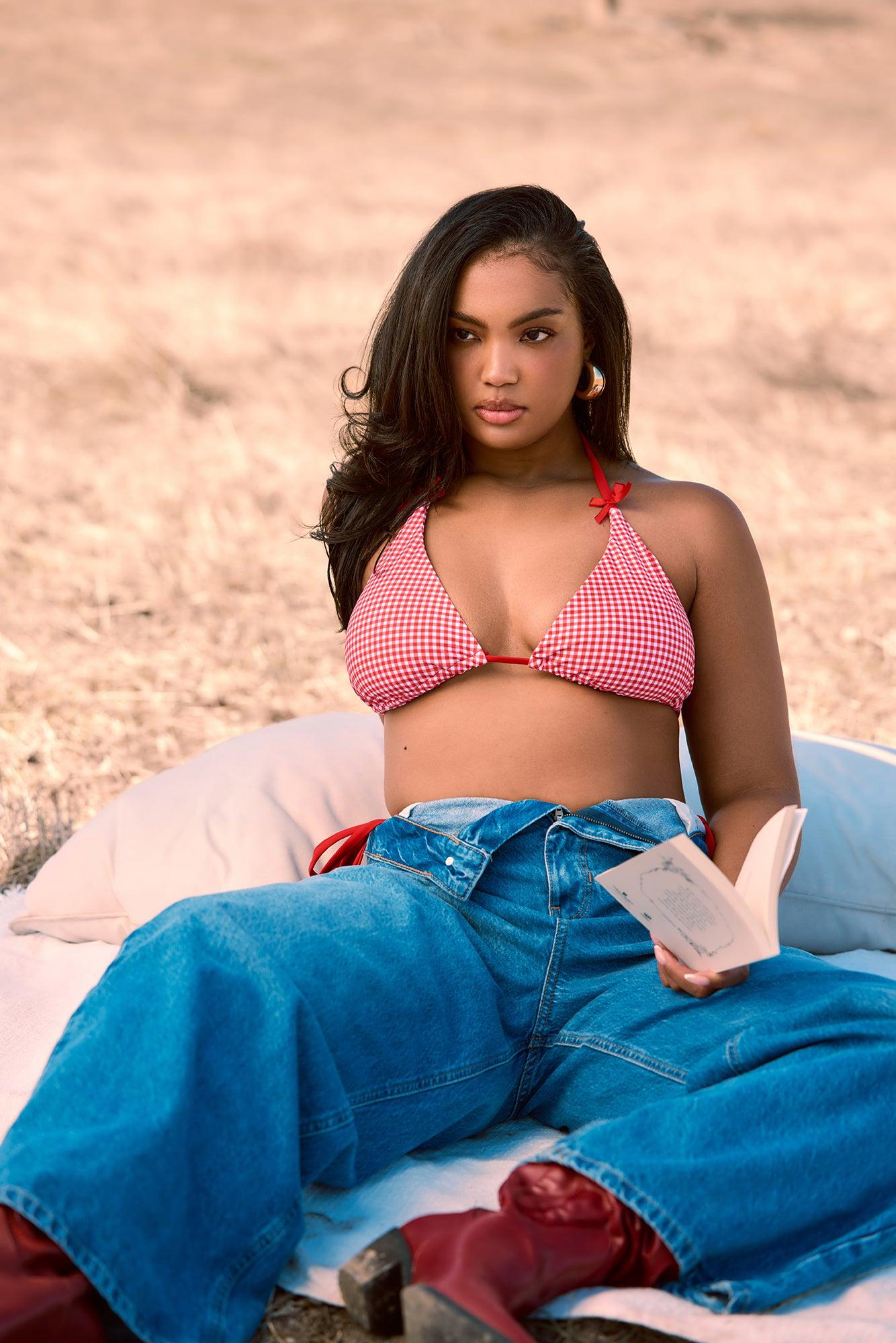 Luna Gingham & Bows 2 Piece Bikini - Red/White Product Image