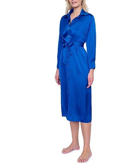 Gottex Monte Carlo Point Collar Long Sleeve Button Front Shirt Dress Swim Cover Up Product Image