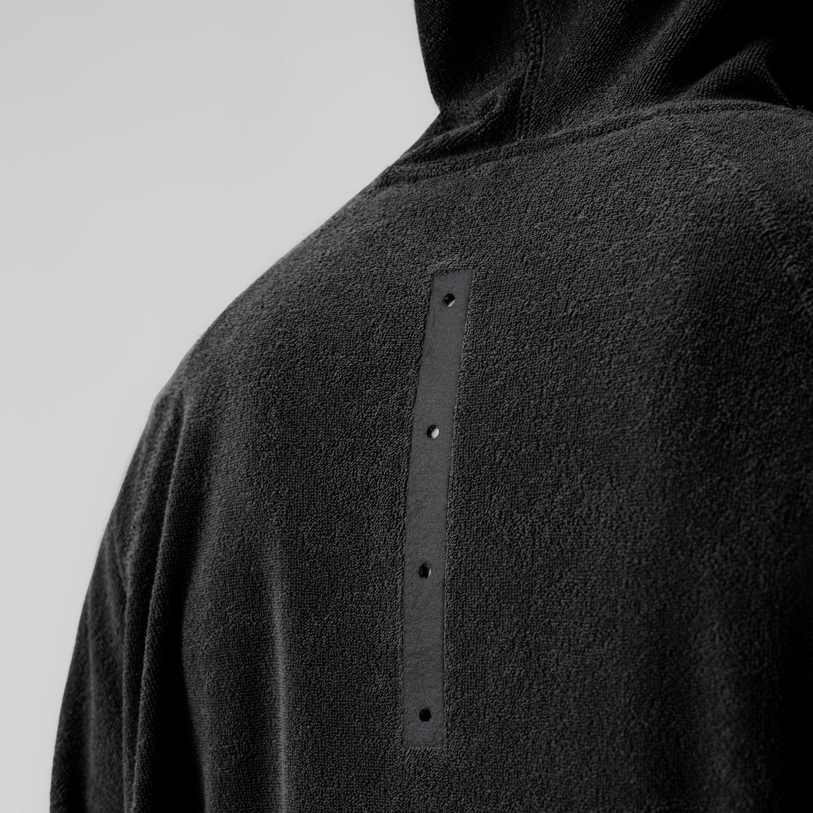 1054. Towel Terry Reversible Hoodie - Black Product Image