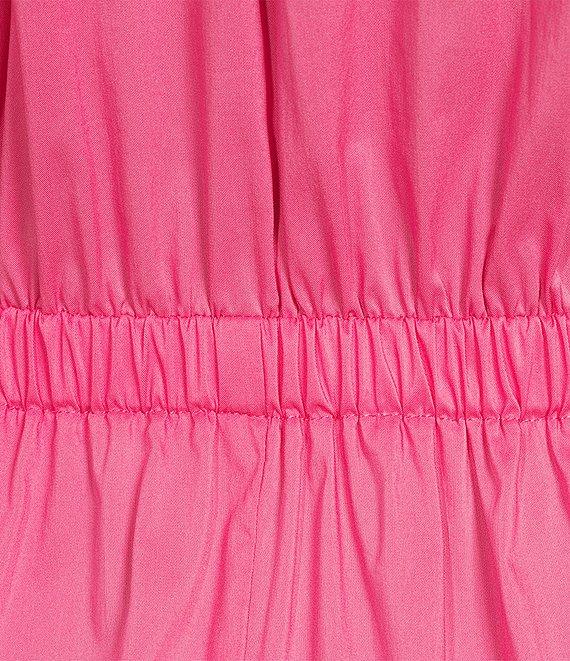 Anne Klein Poplin V-Neck Short Puff Sleeve Waist Tie Blouson Midi Dress Product Image