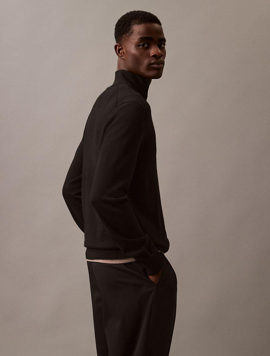 Extra Fine Merino Wool Blend Quarter Zip Sweater Product Image