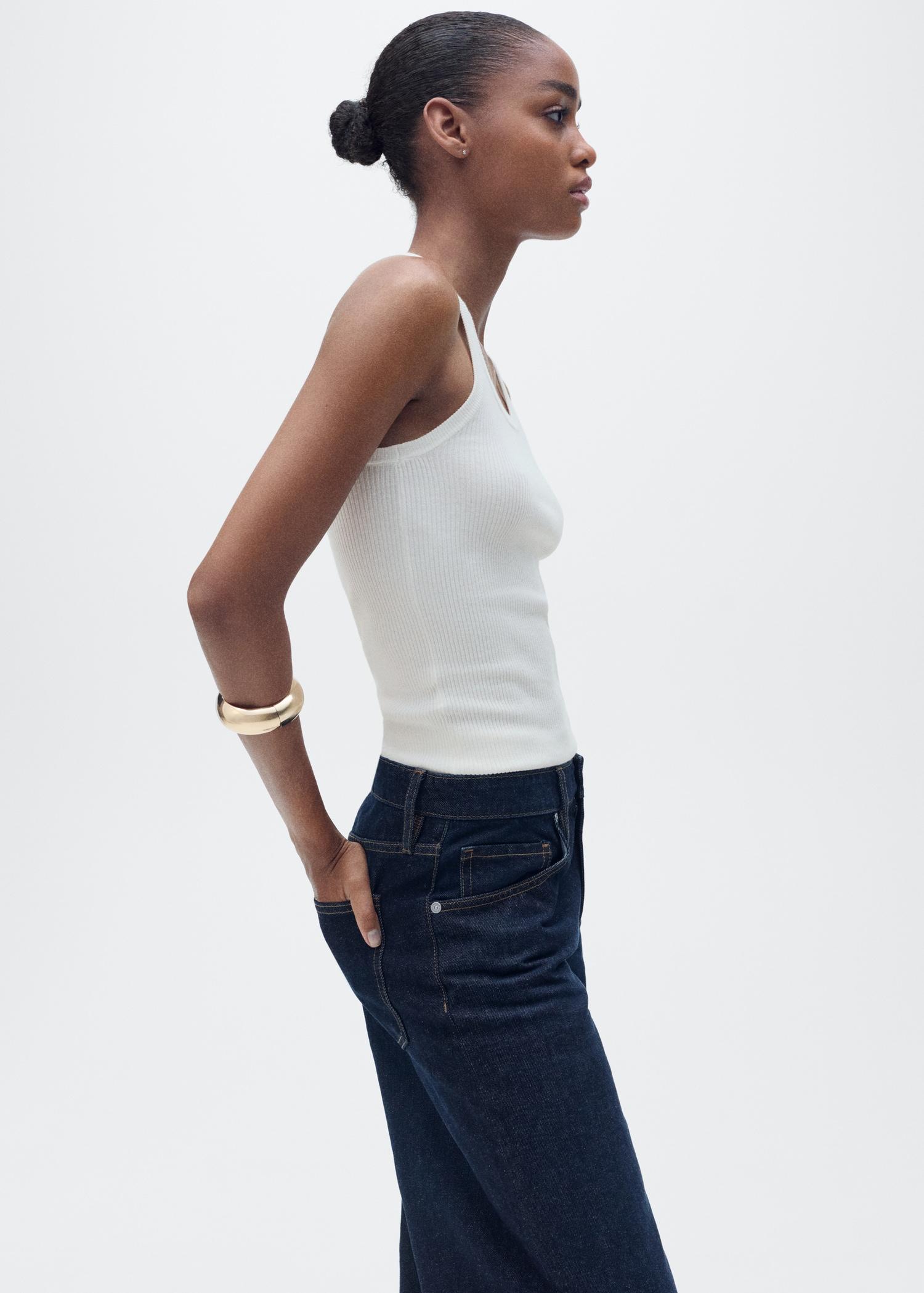 Ribbed knit top - Women | MANGO USA Product Image