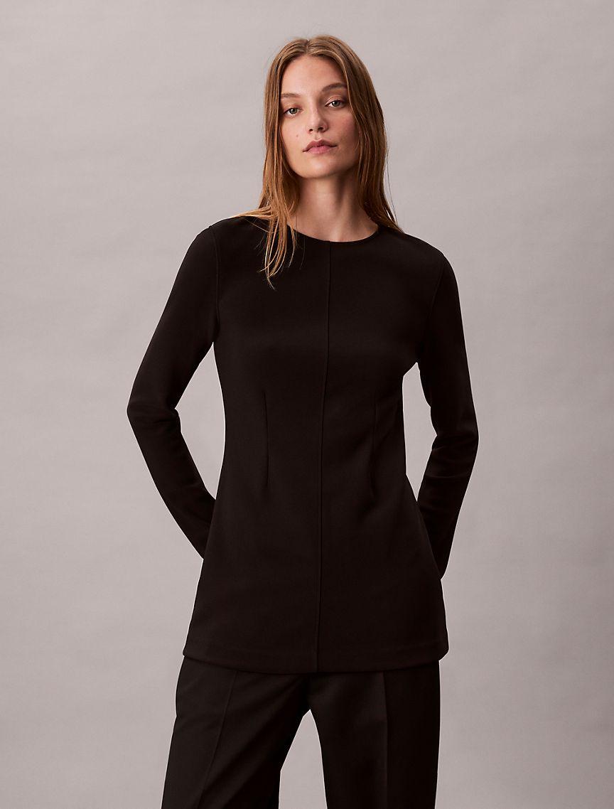 Tailored Knit Slim Tunic Top Product Image