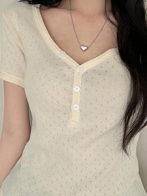 Textured V-Neck Short Sleeves Product Image