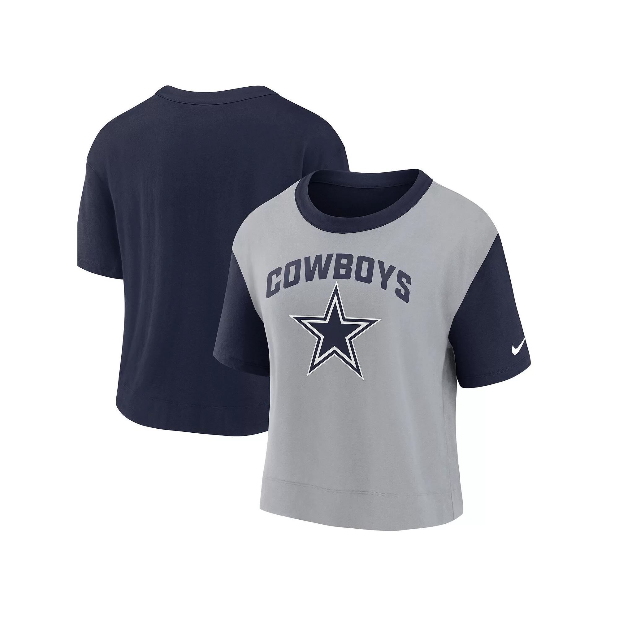 Women's Nike Navy/Silver Dallas Cowboys High Hip Fashion T-Shirt, Size: Small, Blue Product Image