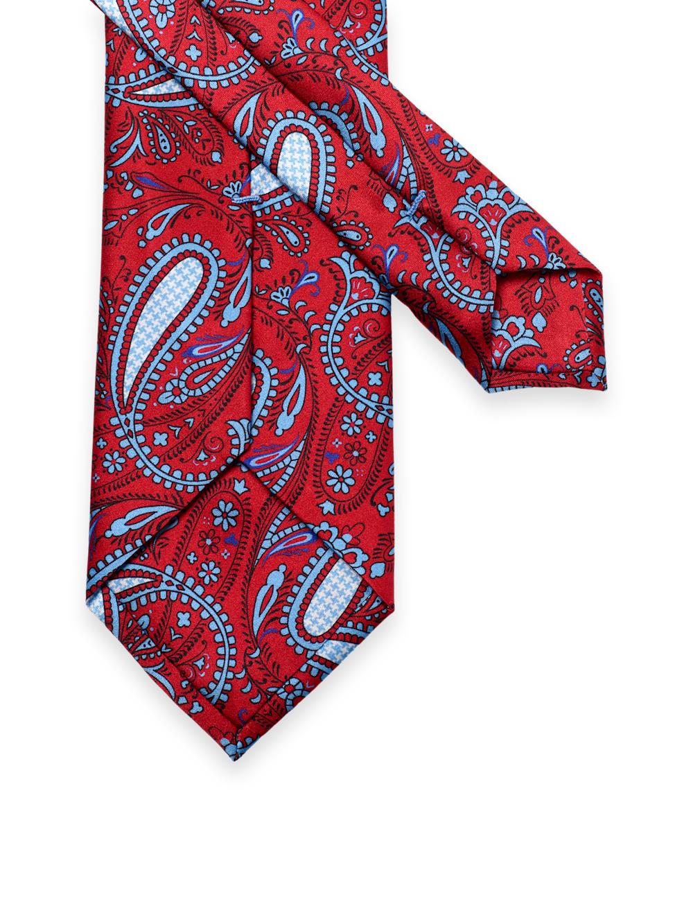 Paisley Printed Italian Silk Tie - Red Product Image