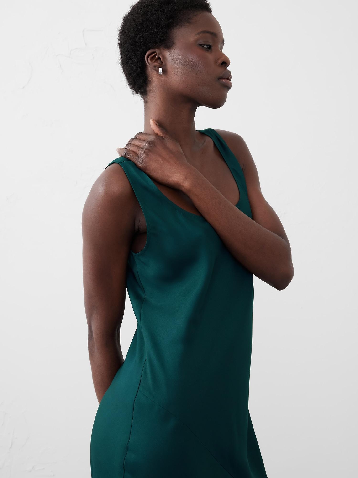 Silky Twill Slit Maxi Dress Product Image