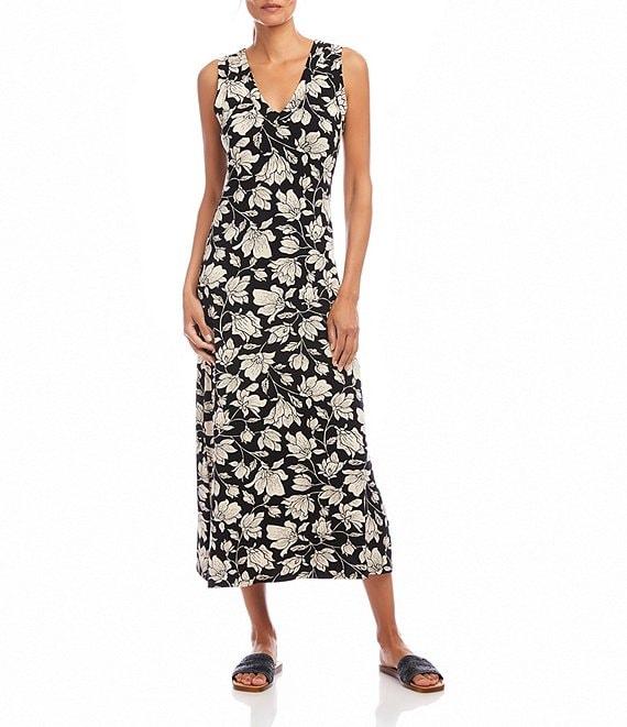 Karen Kane Floral V-Neck Sleeveless Midi Sheath Dress Product Image