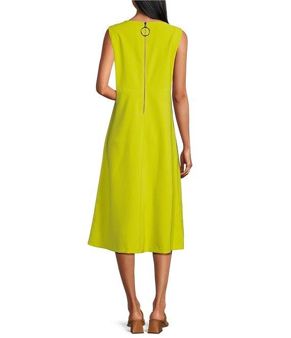 IC Collection Knit Boat Neck Sleeveless Floral Applique Midi Dress Product Image